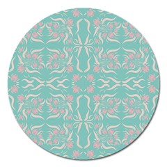 Floral Folk Damask Pattern  Magnet 5  (round) by Eskimos