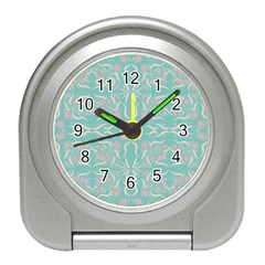 Floral Folk Damask Pattern  Travel Alarm Clock by Eskimos