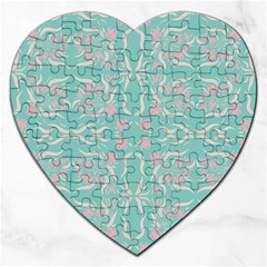 Floral Folk Damask Pattern  Jigsaw Puzzle (heart) by Eskimos