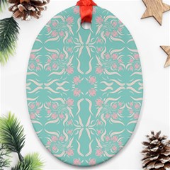 Floral Folk Damask Pattern  Oval Ornament (two Sides) by Eskimos