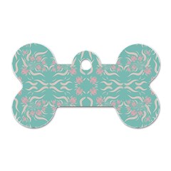 Floral Folk Damask Pattern  Dog Tag Bone (one Side) by Eskimos