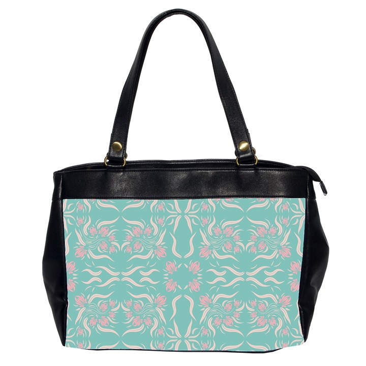 Floral folk damask pattern  Oversize Office Handbag (2 Sides)