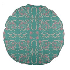 Floral Folk Damask Pattern  Large 18  Premium Round Cushions by Eskimos