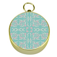 Floral Folk Damask Pattern  Gold Compasses by Eskimos