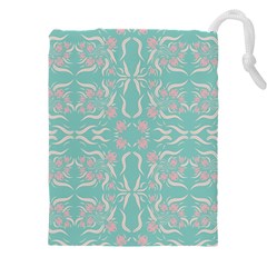 Floral Folk Damask Pattern  Drawstring Pouch (5xl) by Eskimos