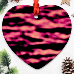 Pink  Waves Abstract Series No2 Ornament (heart) by DimitriosArt