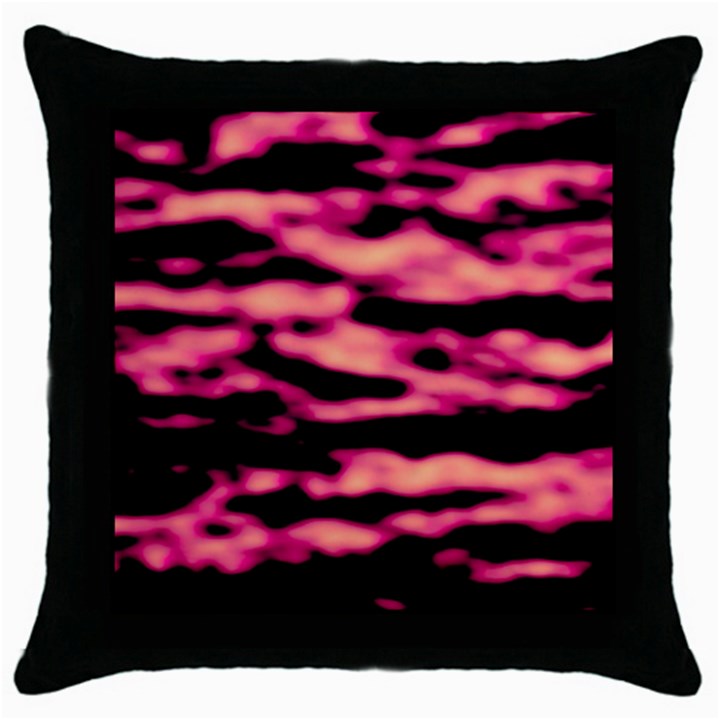 Pink  Waves Abstract Series No2 Throw Pillow Case (Black)