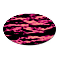 Pink  Waves Abstract Series No2 Oval Magnet by DimitriosArt