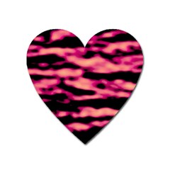 Pink  Waves Abstract Series No2 Heart Magnet by DimitriosArt