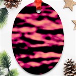 Pink  Waves Abstract Series No2 Oval Ornament (Two Sides) Front