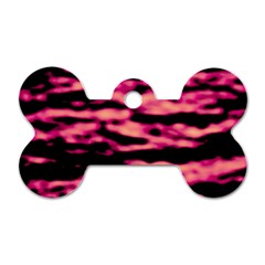 Pink  Waves Abstract Series No2 Dog Tag Bone (two Sides) by DimitriosArt