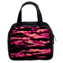 Pink  Waves Abstract Series No2 Classic Handbag (two Sides) by DimitriosArt