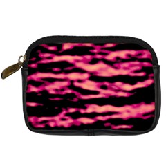 Pink  Waves Abstract Series No2 Digital Camera Leather Case by DimitriosArt