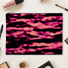 Pink  Waves Abstract Series No2 Cosmetic Bag (xl) by DimitriosArt