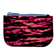 Pink  Waves Abstract Series No2 Large Coin Purse by DimitriosArt