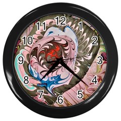 Marbling Collage Wall Clock (black) by kaleidomarblingart