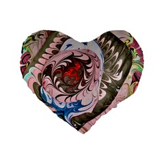 Marbling Collage Standard 16  Premium Heart Shape Cushions by kaleidomarblingart