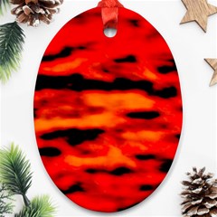 Red  Waves Abstract Series No16 Ornament (oval) by DimitriosArt