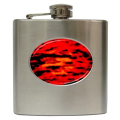 Red  Waves Abstract Series No16 Hip Flask (6 Oz) by DimitriosArt