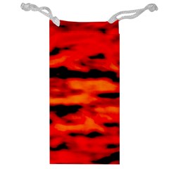 Red  Waves Abstract Series No16 Jewelry Bag by DimitriosArt