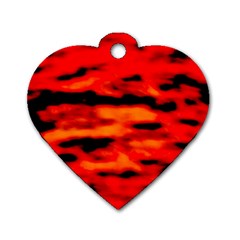 Red  Waves Abstract Series No16 Dog Tag Heart (two Sides) by DimitriosArt