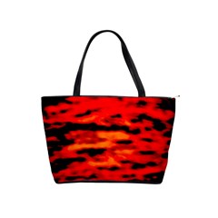 Red  Waves Abstract Series No16 Classic Shoulder Handbag by DimitriosArt