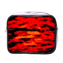 Red  Waves Abstract Series No16 Mini Toiletries Bag (one Side) by DimitriosArt