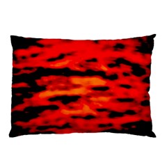 Red  Waves Abstract Series No16 Pillow Case (two Sides) by DimitriosArt