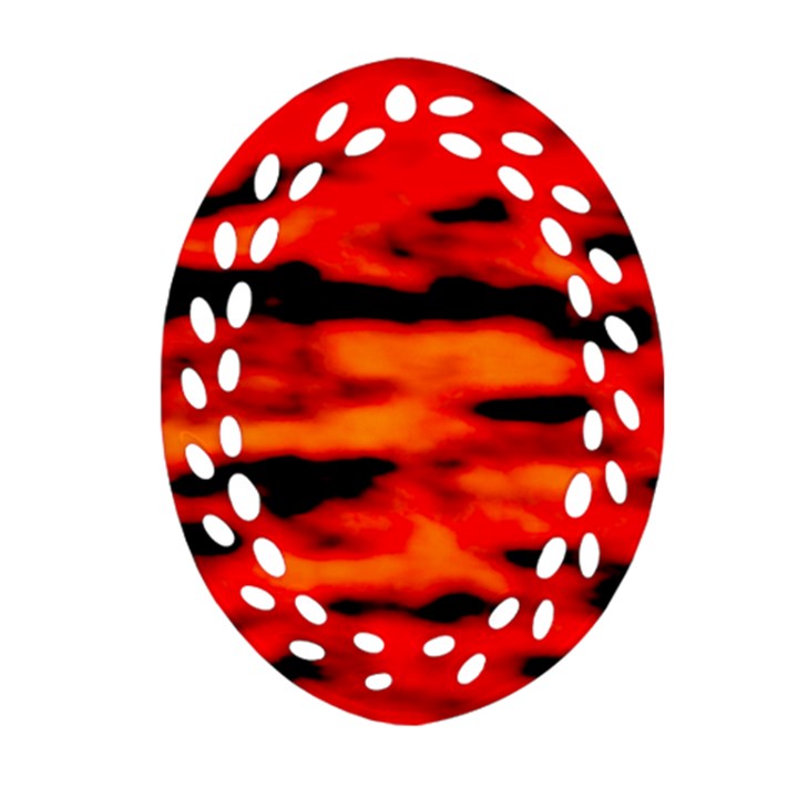 Red  Waves Abstract Series No16 Ornament (Oval Filigree)