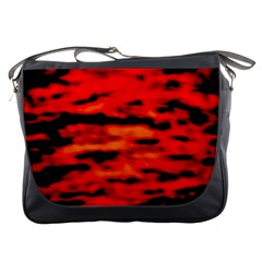 Red  Waves Abstract Series No16 Messenger Bag by DimitriosArt