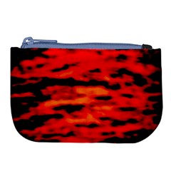 Red  Waves Abstract Series No16 Large Coin Purse by DimitriosArt