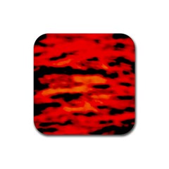 Red  Waves Abstract Series No16 Rubber Coaster (square) by DimitriosArt