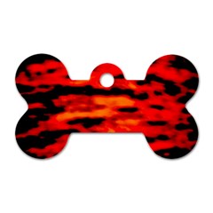 Red  Waves Abstract Series No16 Dog Tag Bone (one Side) by DimitriosArt