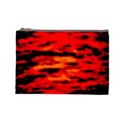 Red  Waves Abstract Series No16 Cosmetic Bag (large)