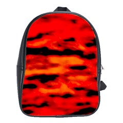 Red  Waves Abstract Series No16 School Bag (large) by DimitriosArt