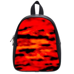 Red  Waves Abstract Series No16 School Bag (small) by DimitriosArt