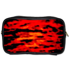 Red  Waves Abstract Series No16 Toiletries Bag (one Side) by DimitriosArt