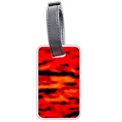 Red  Waves Abstract Series No16 Luggage Tag (one Side) by DimitriosArt