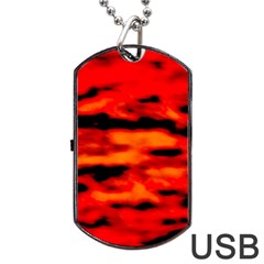 Red  Waves Abstract Series No16 Dog Tag Usb Flash (one Side) by DimitriosArt