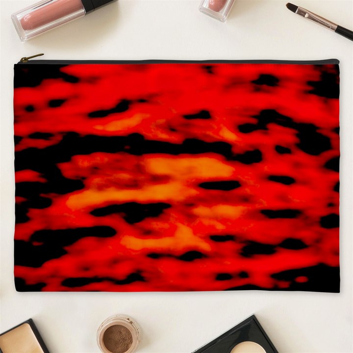 Red  Waves Abstract Series No16 Cosmetic Bag (XXXL)