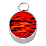 Red  Waves Abstract Series No16 Mini Silver Compasses Front