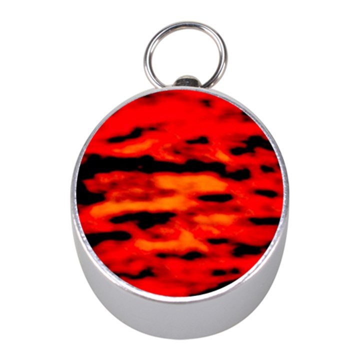 Red  Waves Abstract Series No16 Mini Silver Compasses