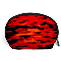 Red  Waves Abstract Series No16 Accessory Pouch (large) by DimitriosArt