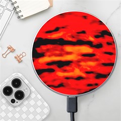 Red  Waves Abstract Series No16 Wireless Charger by DimitriosArt