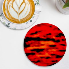 Red  Waves Abstract Series No16 Uv Print Round Tile Coaster