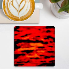 Red  Waves Abstract Series No16 Uv Print Square Tile Coaster 