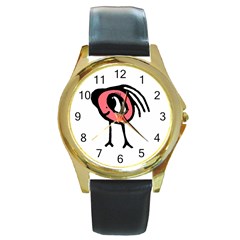 Cute Baby Monster Isolated Drawing Round Gold Metal Watch by dflcprintsclothing