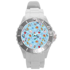 New Year Elements Round Plastic Sport Watch (l) by SychEva