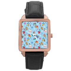 New Year Elements Rose Gold Leather Watch  by SychEva