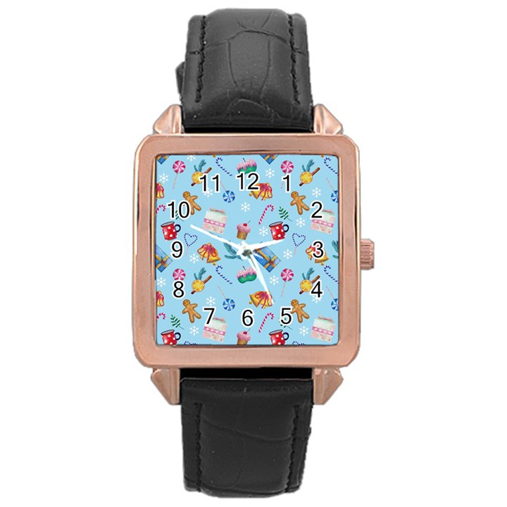 New Year Elements Rose Gold Leather Watch 